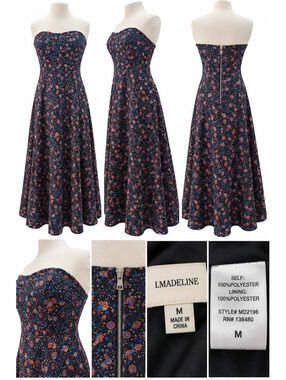 I. Madeline Floral Strapless Maxi Dress | Medium